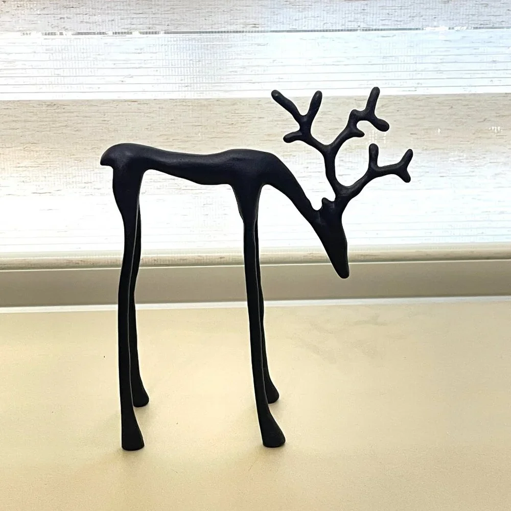 New Pottery Barn Reindeer Sculpted Bronze Black Small NWT
